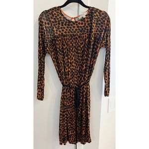 LOFT Orange & Black Polka Dot Dress XS